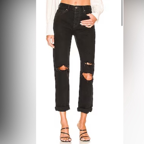 We the Free Bren Boyfriend Black Dostressed Jeans - Picture 3 of 10